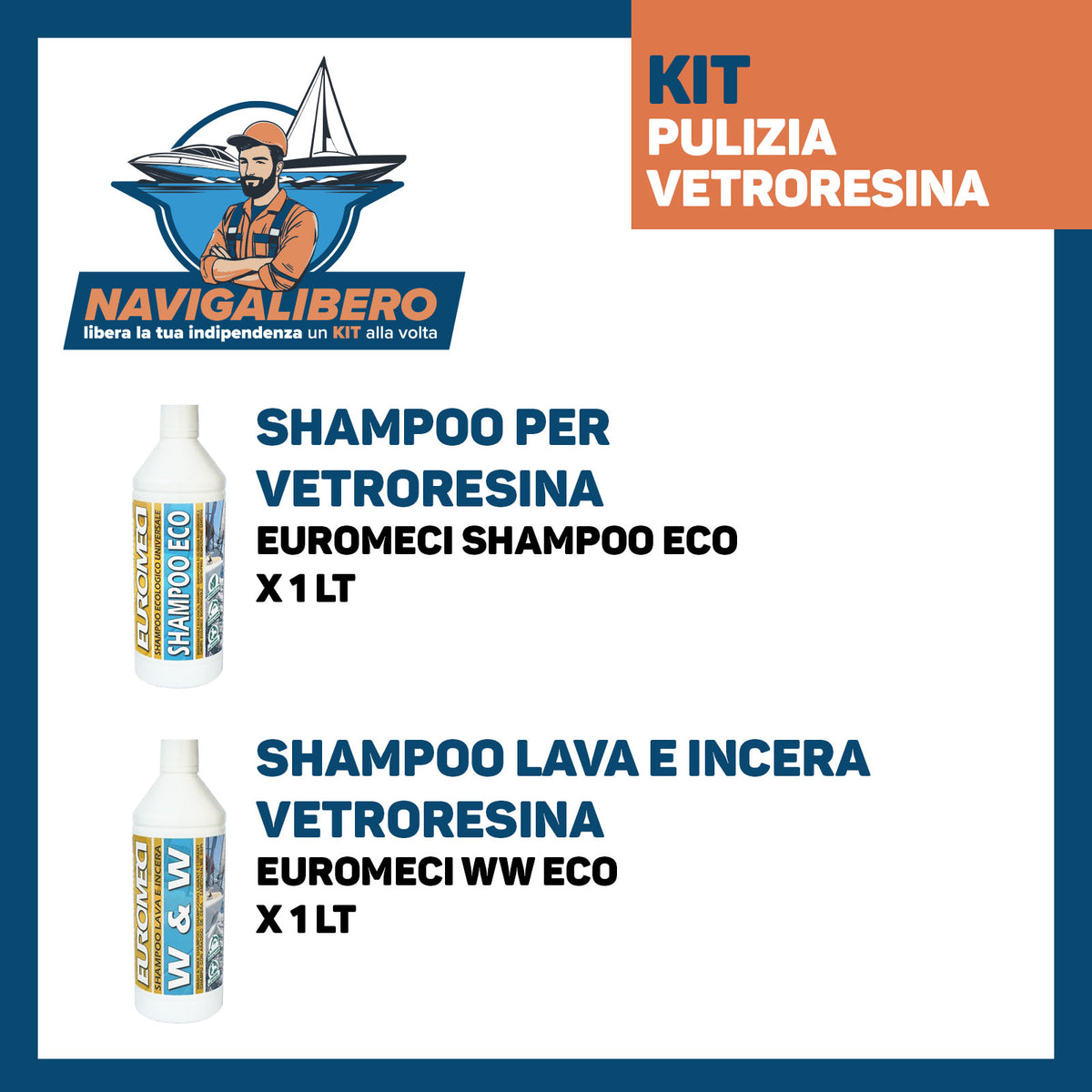 Kit Pulizia Vetroresina + Altro - Lavaggio Frequente - Rinnova e Pulisce Barca