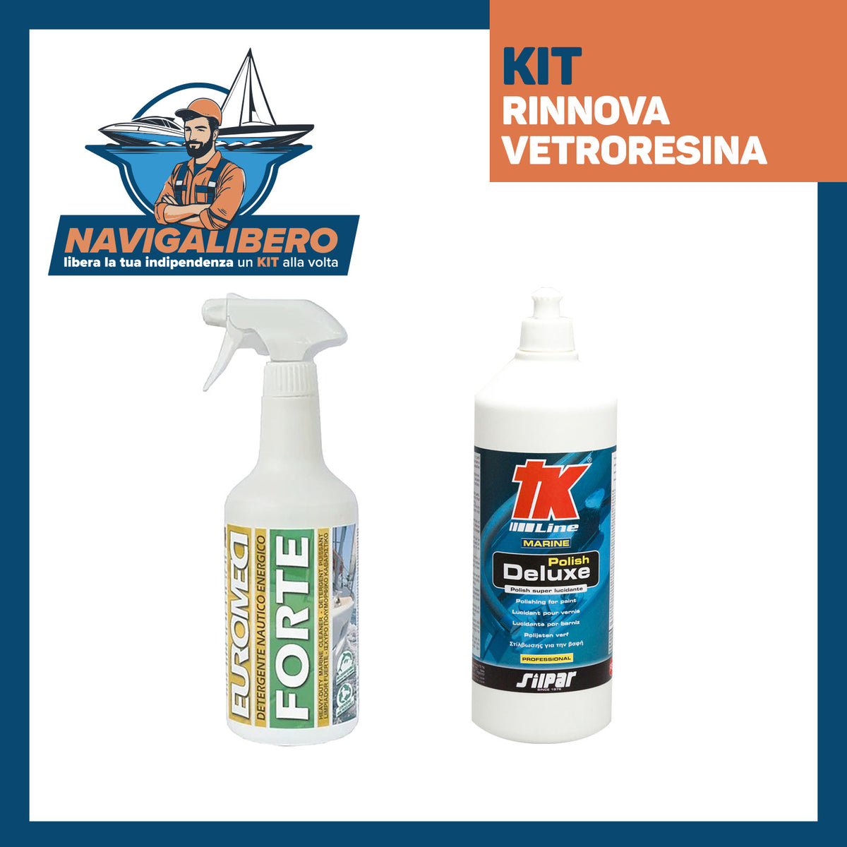 Kit RIPRISTINO Vetroresina - Forte - Rinnova e Pulisce Vetroresina e Barca