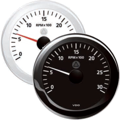 Contagiri 12/24 volt per Barca VDO, Bianco/Nero, da 3000/4000/6000 RPM