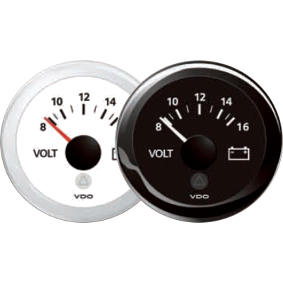 Indicatore voltmetro per barca VDO, Range 8-16 V, Bianco o nero, 12 volt