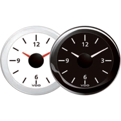 Indicatore Orologio per Barca da Ø 52mm, 12 o 24v, Bianco/Nero