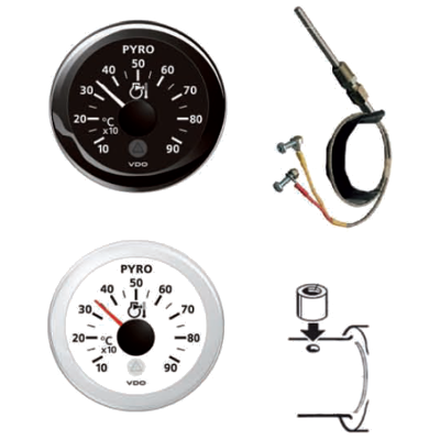 Kit Pirometro 52 mm 900C, Nero/Bianco, Victron VDO, Per Plancia Barca