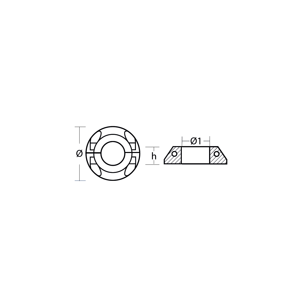 Anodo Collare per Barca Max Prop Ø42 mm in Zinco