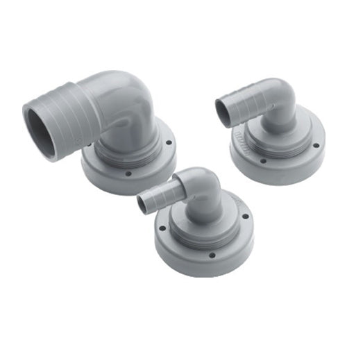 Raccordo entrata in plastica angolato per serbatoio acque nere da 13 16 25 38 mm