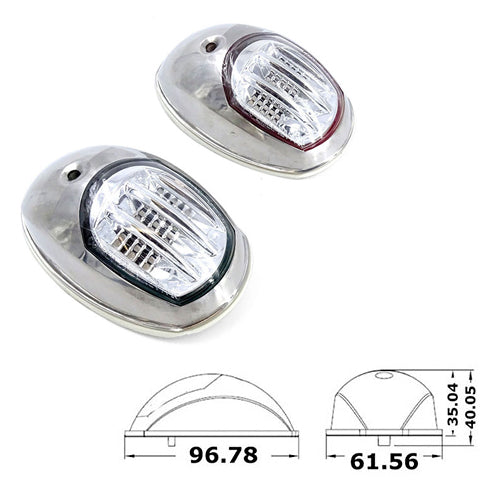 Luce di via Barca fino 12 mt LED 12V Sinistra+Destra, 112,5° Rosso + Verde inox