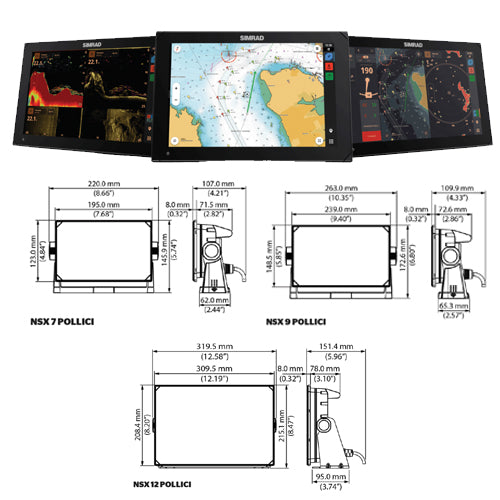 Ecoscandaglio Simrad NSX 7/9/12" GPS Fishfinder, Con e senza trasduttore
