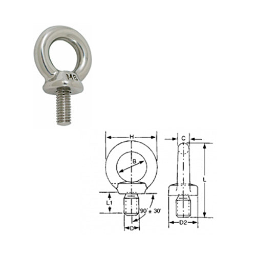 Golfare in Acciaio Inox  a cavallotto per barca da 6/8/10/12/16 mm - Maschio 