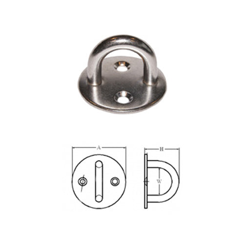 Piastra Cavallotto tonda da 5/6/8 mm, per barca gommone, in acciaio inox