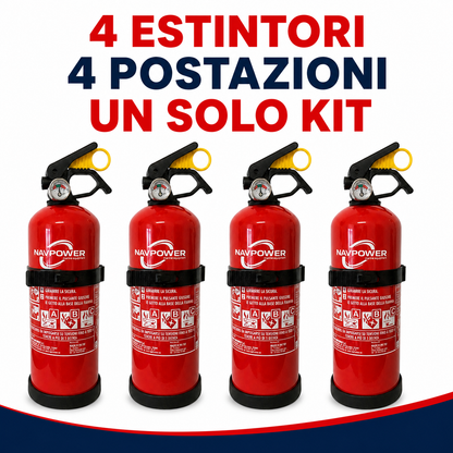 4 Estintori Navpower a Polvere ABC 1 kg MED per Barca Camper Casa Ufficio
