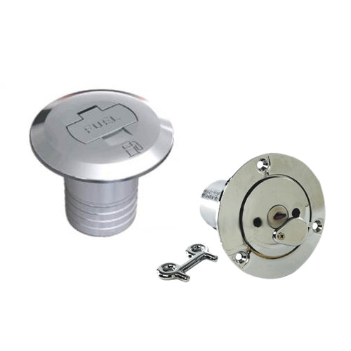 Tappo imbarco dritto serbatoio barca con chiusura chiave, carburante, cromato