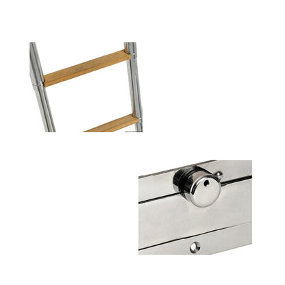 Scaletta per barca o gommone "TOP LINE" inox, 4 gradini in Teak comfort