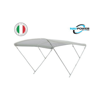 Tendalino per Barca Gommone 3 archi, Larghezza 150 170 185 200 225, Bianco 