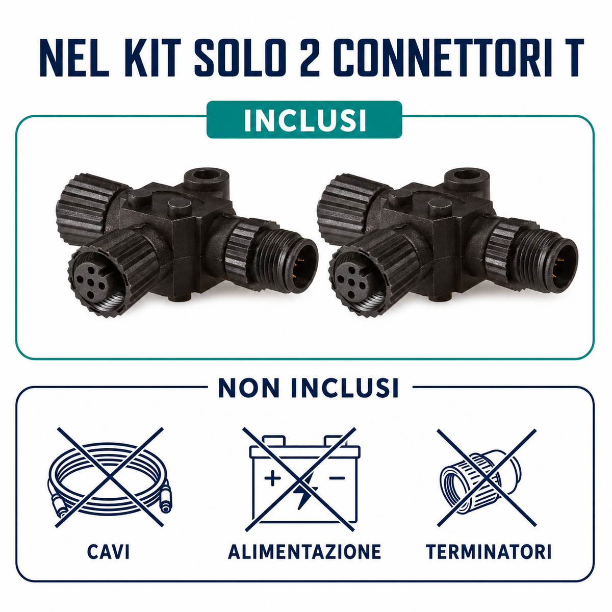 Klovoo Kit 2 Connettori T per dorsale NMEA 2000 Micro-C per Espansione Rete 