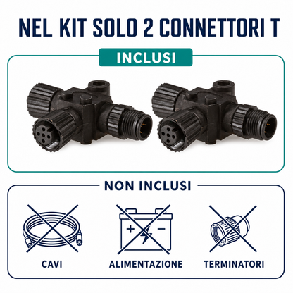 Klovoo Kit 2 Connettori T per dorsale NMEA 2000 Micro-C per Espansione Rete 