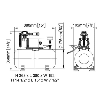 Compressore per tromba segnalatore acustico 12/14 inox, serbatoio 8 litri