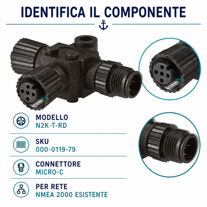 Klovoo Kit 2 Connettori T per dorsale NMEA 2000 Micro-C per Espansione Rete 