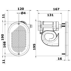 Tromba Elettrica per barca, ad incasso, segnalatore acustico 12 volt, pneumatica