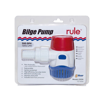 Pompa per Sentina Rule, 500/800/1100 gph. 12 o 24 v, per Barca, Nuovo modello