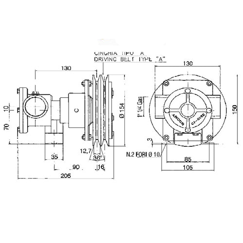 Pompa Acqua Mare Raffreddamento per motore Barca in Bronzo  Pompa Pm 36em 12V
