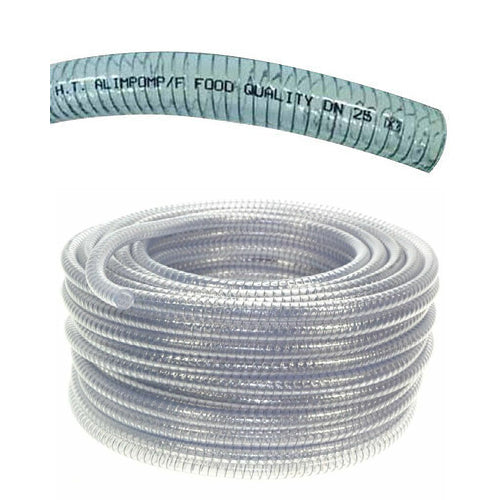 Tubo Omologato PVC anima acciaio, liquidi alimentare 12-100 Ø int vendita al mt