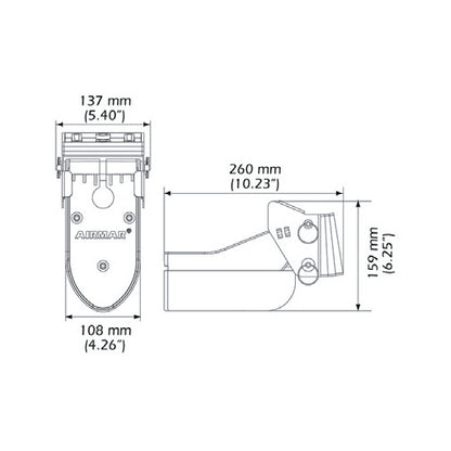 Trasduttore AIRMAR TM150M per pesca su barca, da poppa, 1 kilowatt, 50-200 khz