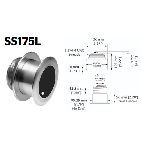 Trasduttore XSONIC AIRMAR SS175-L per pesca barca in bronzo, passascafo a filo