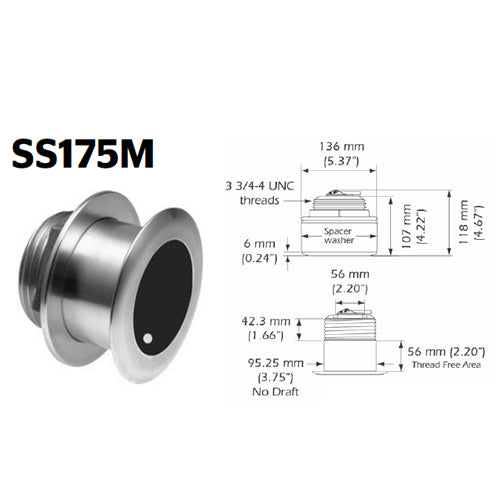 Trasduttore XSONIC AIRMAR SS175-M per pesca barca in bronzo, passascafo a filo