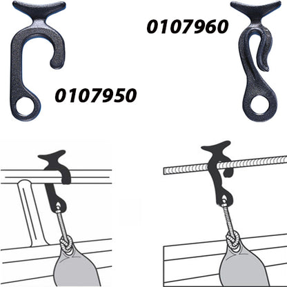 Clips per attacco parabordo per corda draglia/battagliola, salva spazio