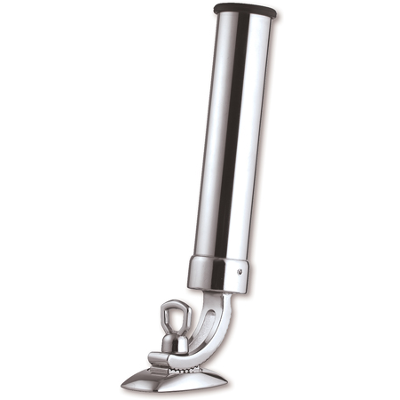 Portacanna da pesca a base per barca orientabile, ottone cromato, 4 viti, Ø32 mm