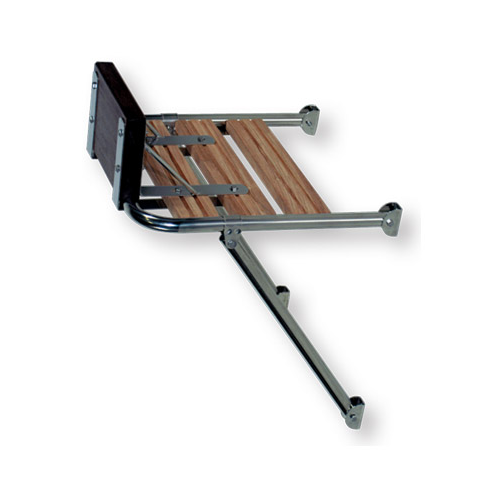Plancetta per poppa barca, tubo inox da 25 mm, legno marino, con supporto motore