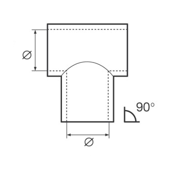 Giunto aperto per tubo corrimano da 22 mm, T a 90 gradi per barca