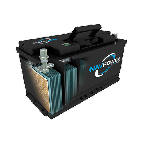Batteria nautica Navpower 35 45 50 60 70 80 100 120 155 180 200 ah, rinforzata 