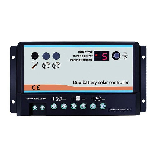 Regolatore di carica per pannelli solare per Barca Camper REGDUO, da 10a, 12/24v