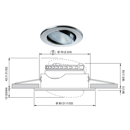 Plafoniera LED in Acciaio Inox 316 12/24v NIKITA, Faretto LED Barca Camper