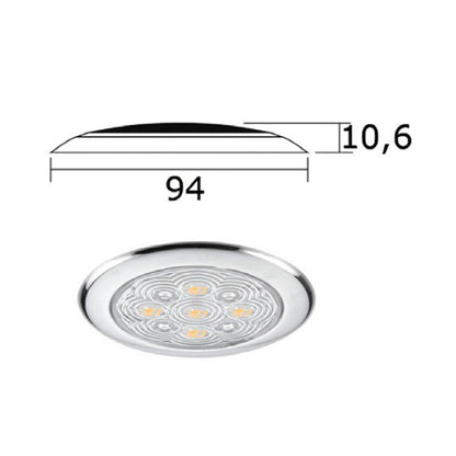 Plafoniera a LED per Barca e Camper, 12 Volt, 5/9 LED, bianca, Inox Lucido