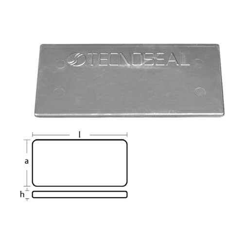 Anodo piastra per Caldaia in zinco, per Barca - Rettangolare 300 x 150/200 mm