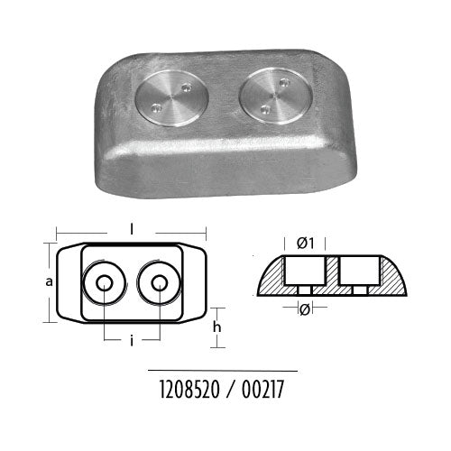 Anodo Piastra G.F. 150X80X40X60 per barca in zinco