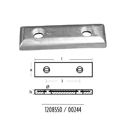 Anodo Piastra 290X90X32X160 per barca in zinco