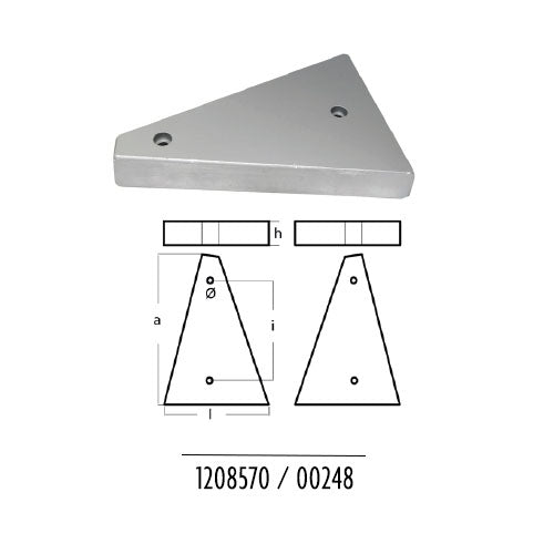 Anodo Piastra 300X80X46X180 per barca in zinco