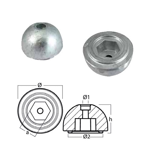 Anodo Ogiva per Elica di manovra Quick 185 - Ricambio Ogiva Barca