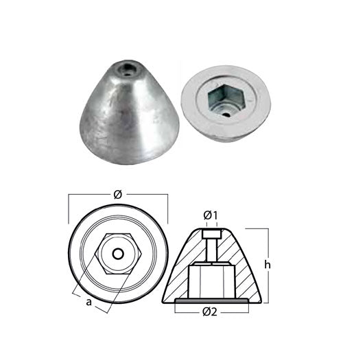 Anodo Ogiva per Elica di manovra Quick BTQ250 - Ricambio Ogiva Barca