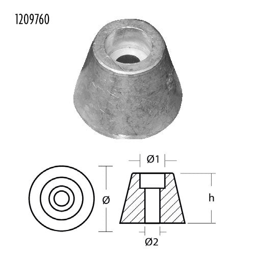 Anodo Ricambio per Elica di manovra Sleipner Sidepower - Ricambio Anodo ø mm 26