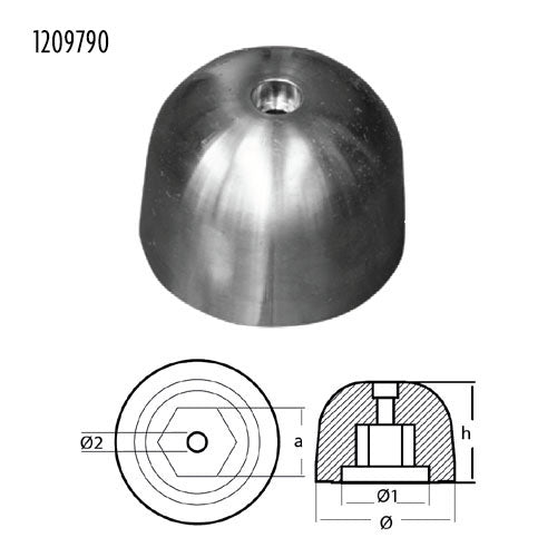 Anodo Ricambio per Elica di manovra Sleipner Sidepower - Ricambio Anodo  ø mm 73