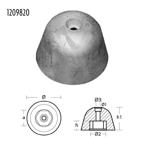 Anodo Ogiva Elica di manovra Vetus - Ricambio Anodo Vetus Ogiva Esagonale Ø 60
