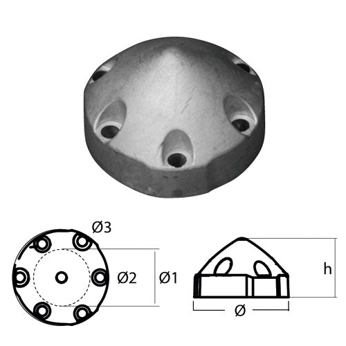 Anodo Ogiva per Elica  Max Prop Anodi per Barca diametro int 38 42 46