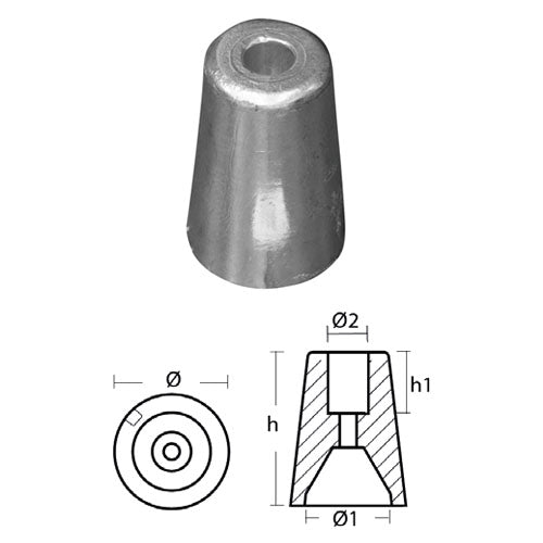 Anodo Ricambio Ogiva per Ferretti Asse 40 45 50 55 68- Anodo per Barca
