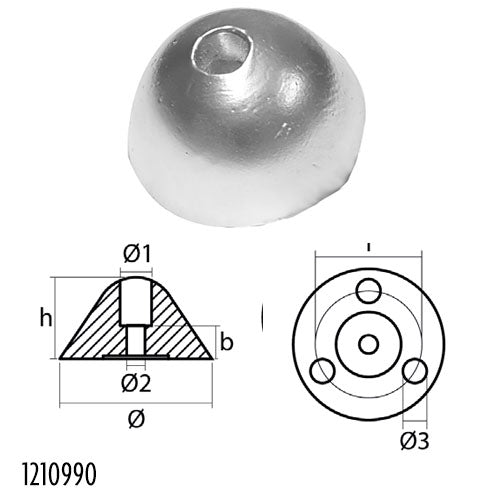 Anodo Ogiva Per Flex O Fold Asse Ø 69 Ricambio Ogiva Flex Fold