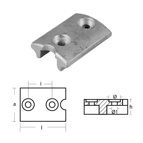 Anodo Placca per Motore JOHNSON EVINRUDE DIABOLO 70 - 120 HP Cv Hp - Placchetta