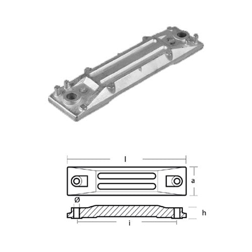 Anodo Placca Honda per 40 50 cv Hp - Ricambio Placca Fuoribordo Honda