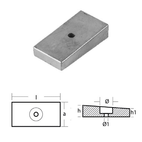 Anodo Piastra Honda 75 130 225 cv hp - Ricambio Piastrina Fuoribordo Honda